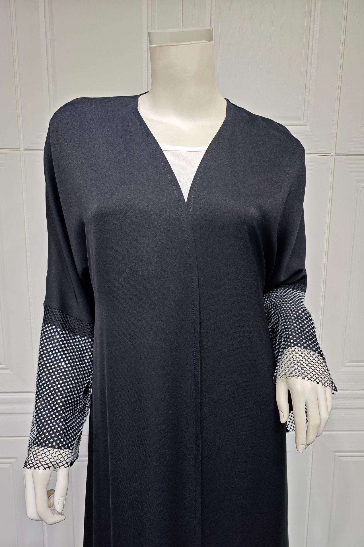 Abaya Muslim Elastic Diamond Mesh Robe
