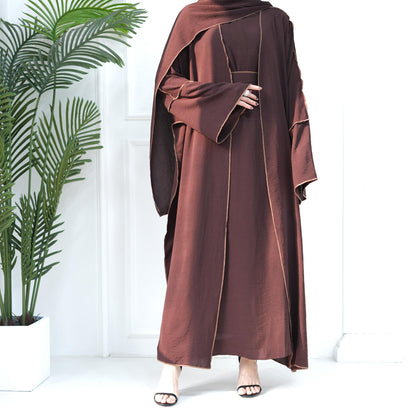 3pcs Set Cardigan+without Sleeves Inner Dress+Hijab