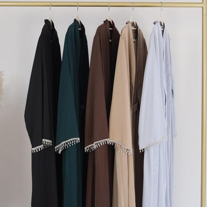 1pcs Solid Color Beaded Cardigan Robe
