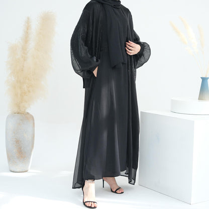 3 Pcs Set Cardigan+Inner Dress+Hijab