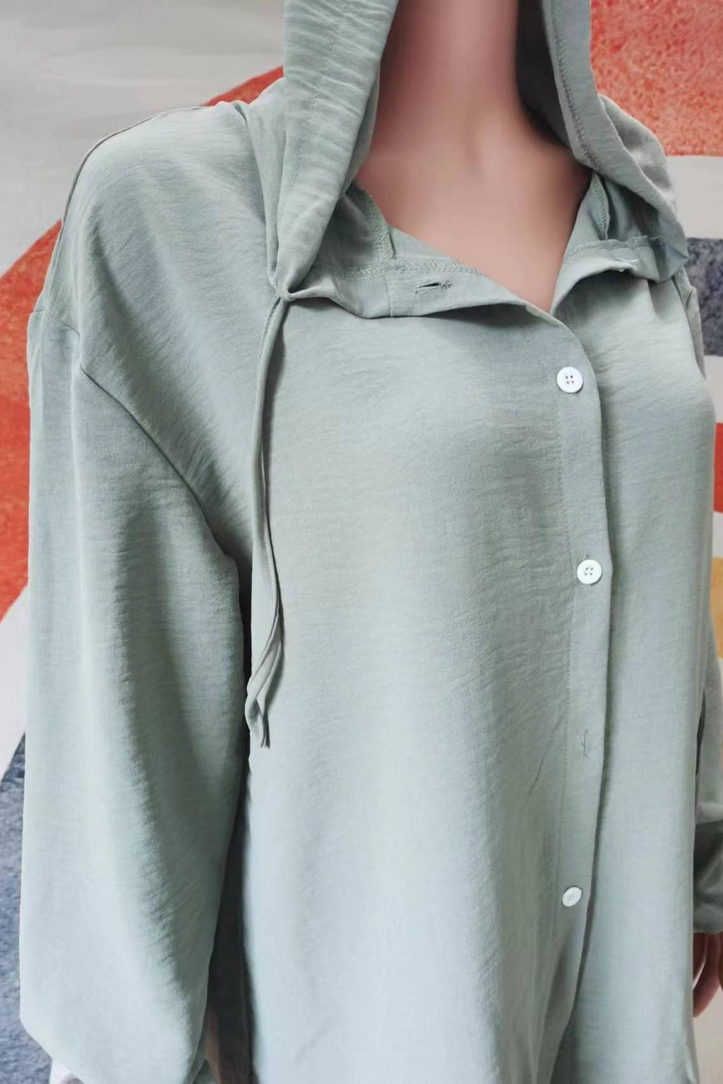 Casual Long Sleeved Hooded Shirt Jacket+straight Leg Pants 2pcs Set