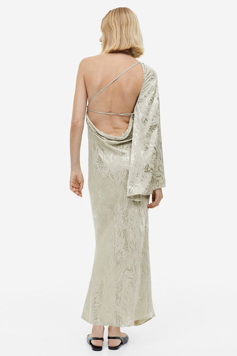 Jacquard-Weave One-Shoulder Dress