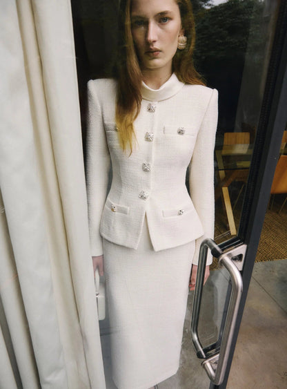 michaelia Cream Boucle Tailored Midi Dress set