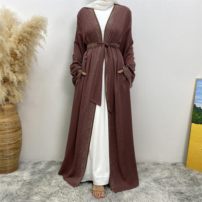 Hot Diamond Lace Up Cardigan with Pocket Dress