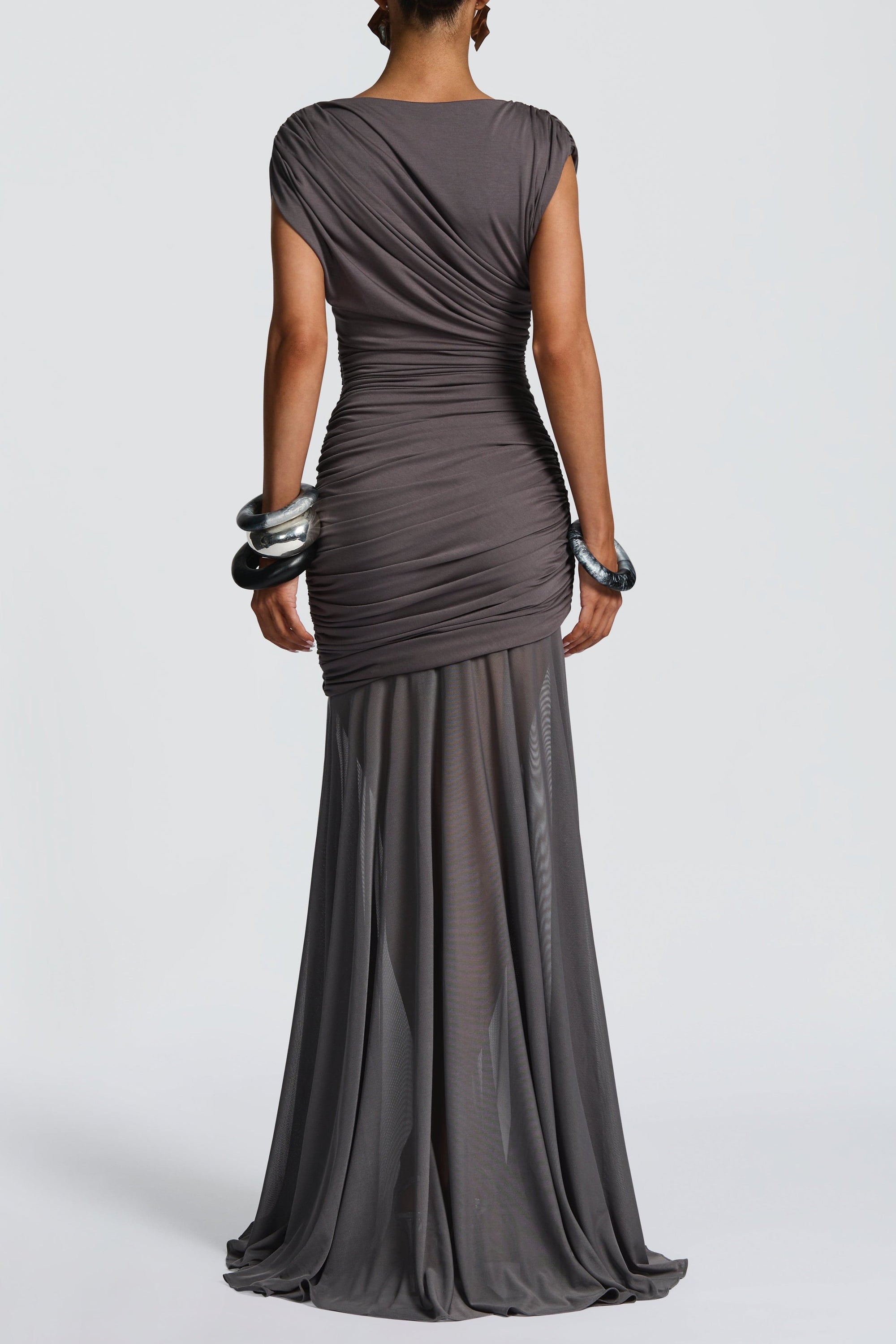 eileen ruched sleeveless Maxi Dress - Charcoal