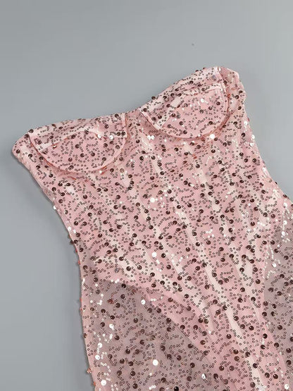 Sequined Pink Maxi Dress