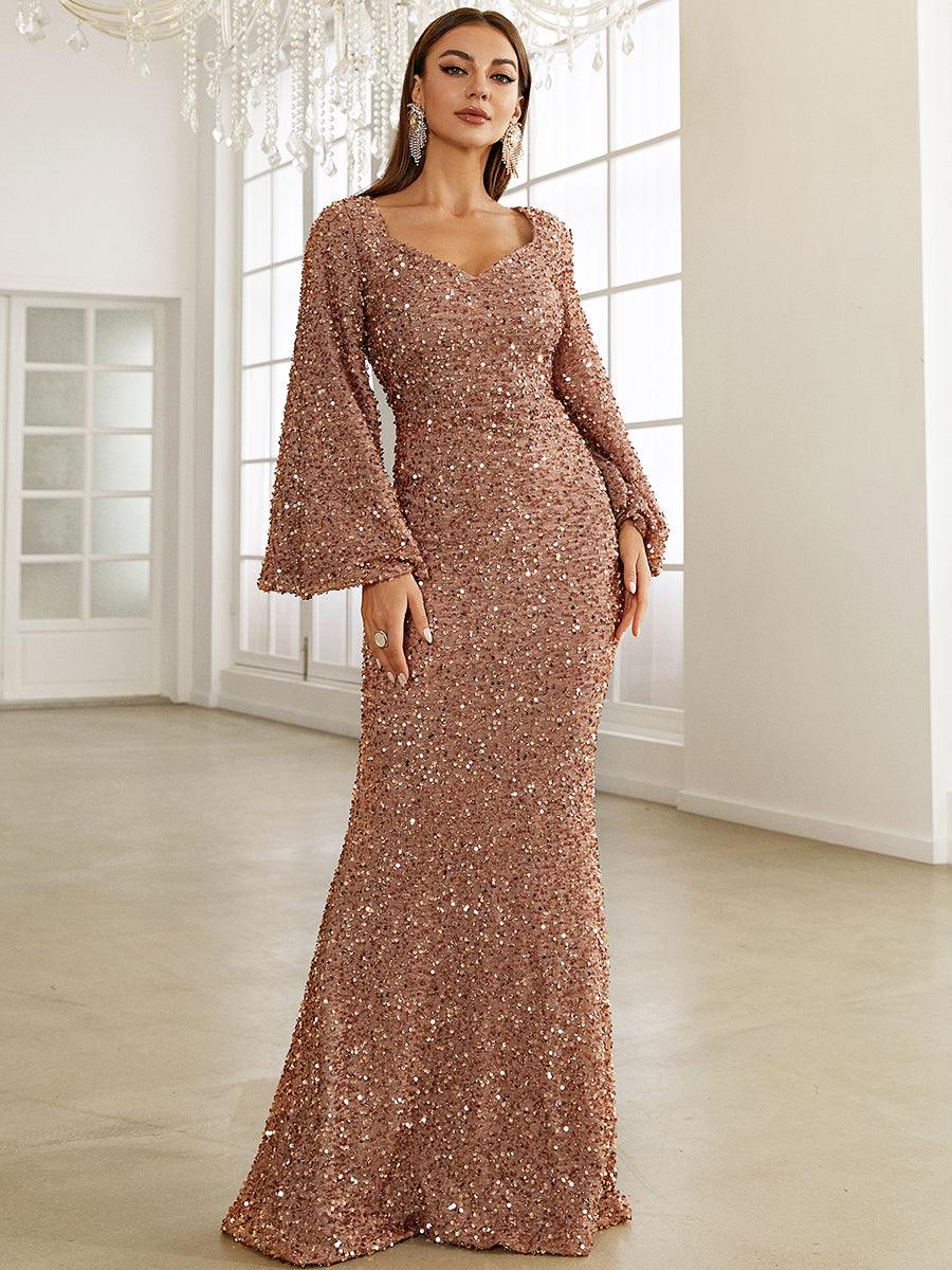 Sequin Bell Sleeve Mermaid Dress