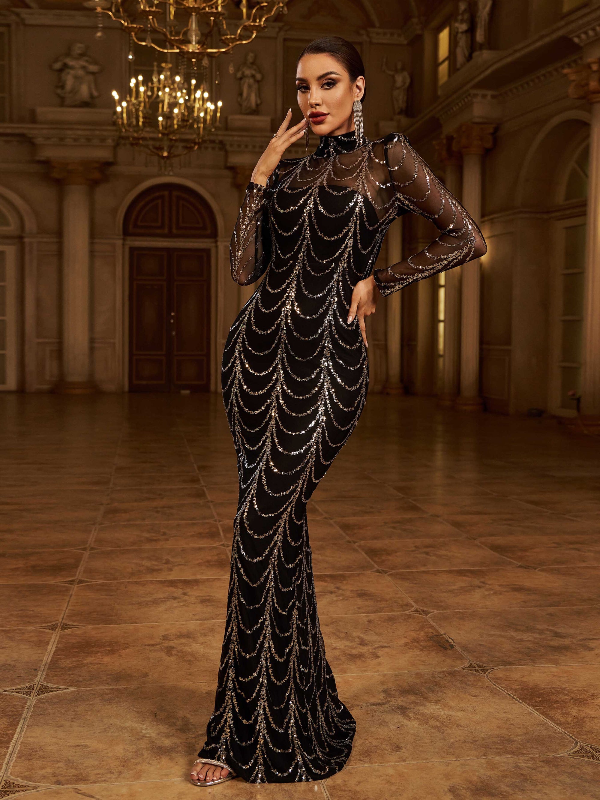 See-through Ripple Cocktail Dress