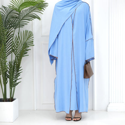 3pcs Set Cardigan+without Sleeves Inner Dress+Hijab