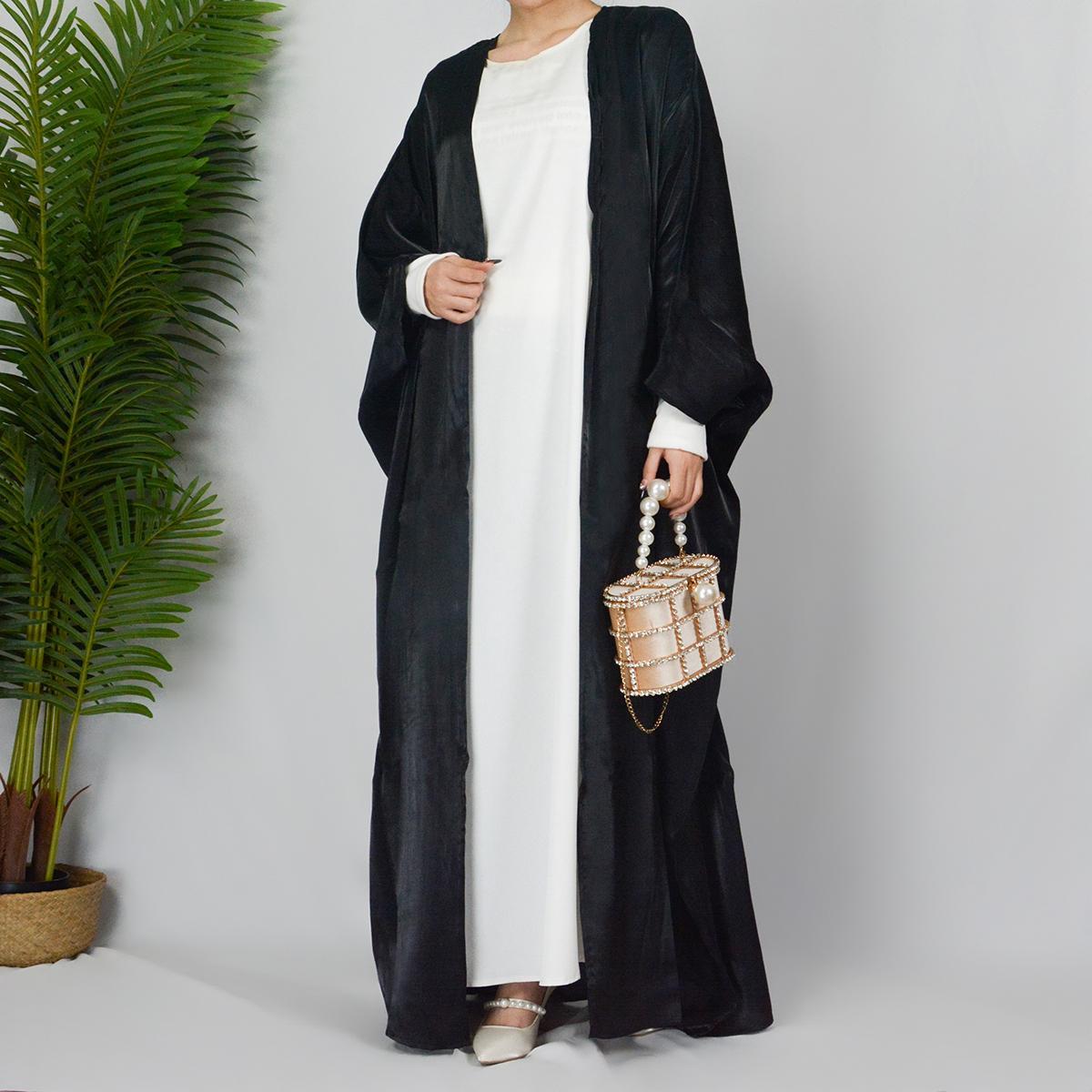 Muslim Fashion Shiny Silk Bat Sleeves Robe