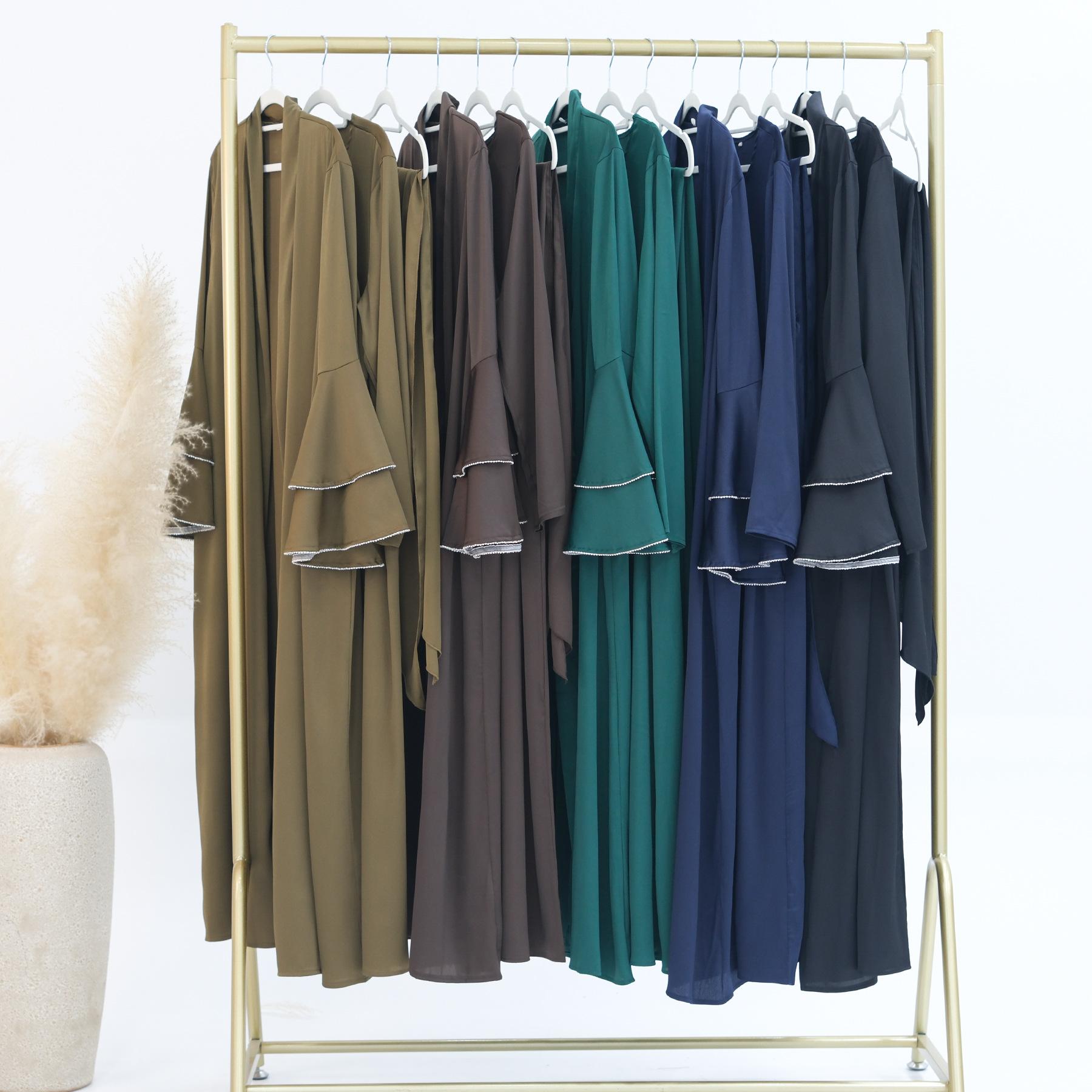 3pcs Set Satin Cardigan+Inner Dress+Special Belt