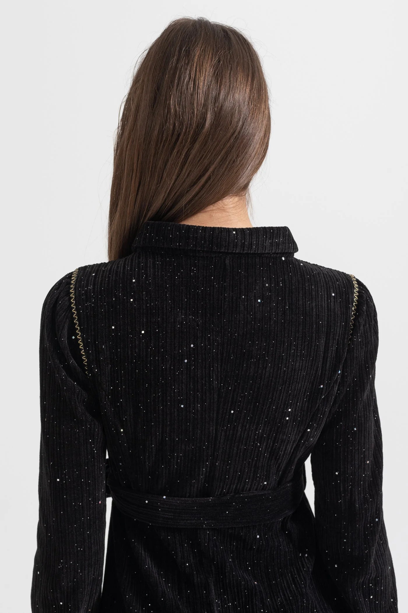 venus black Contrasting Stitching Detail Ribbed Dress