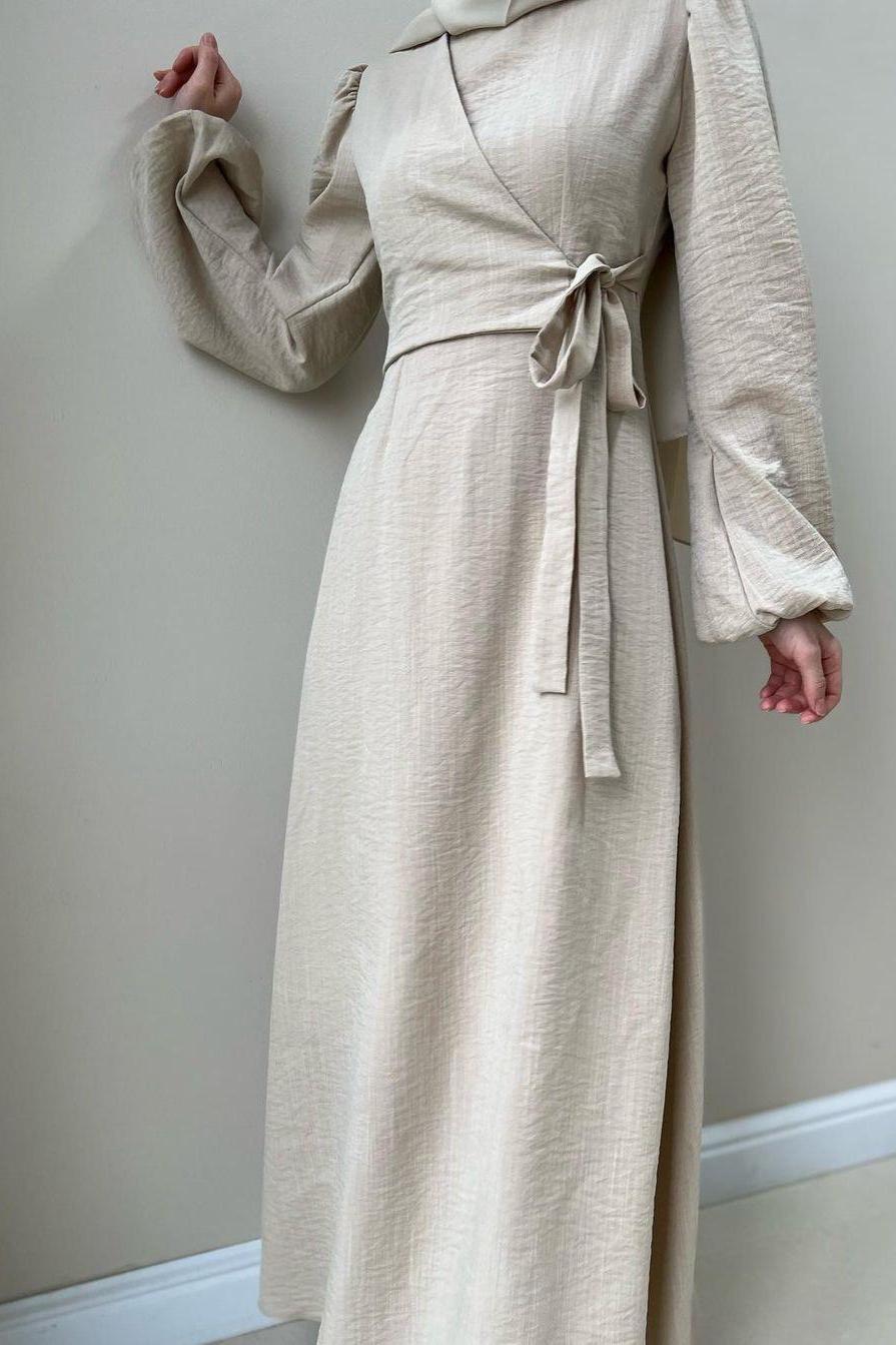 Temperament Long Sleeve Fake Two-piece Lace-up Dress Long Skirt