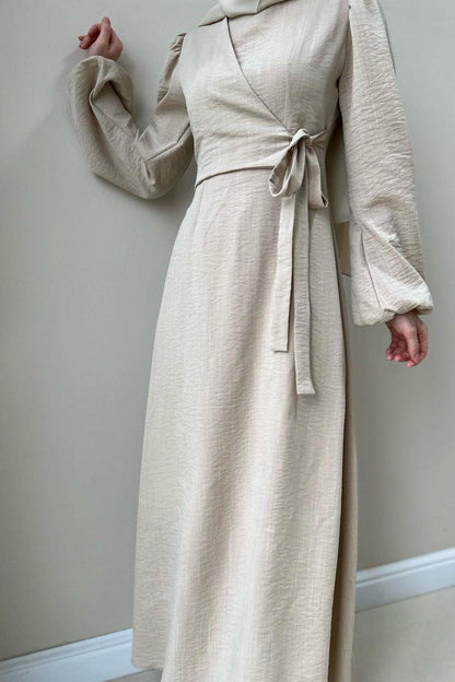 Temperament Long Sleeve Fake Two-piece Lace-up Dress Long Skirt