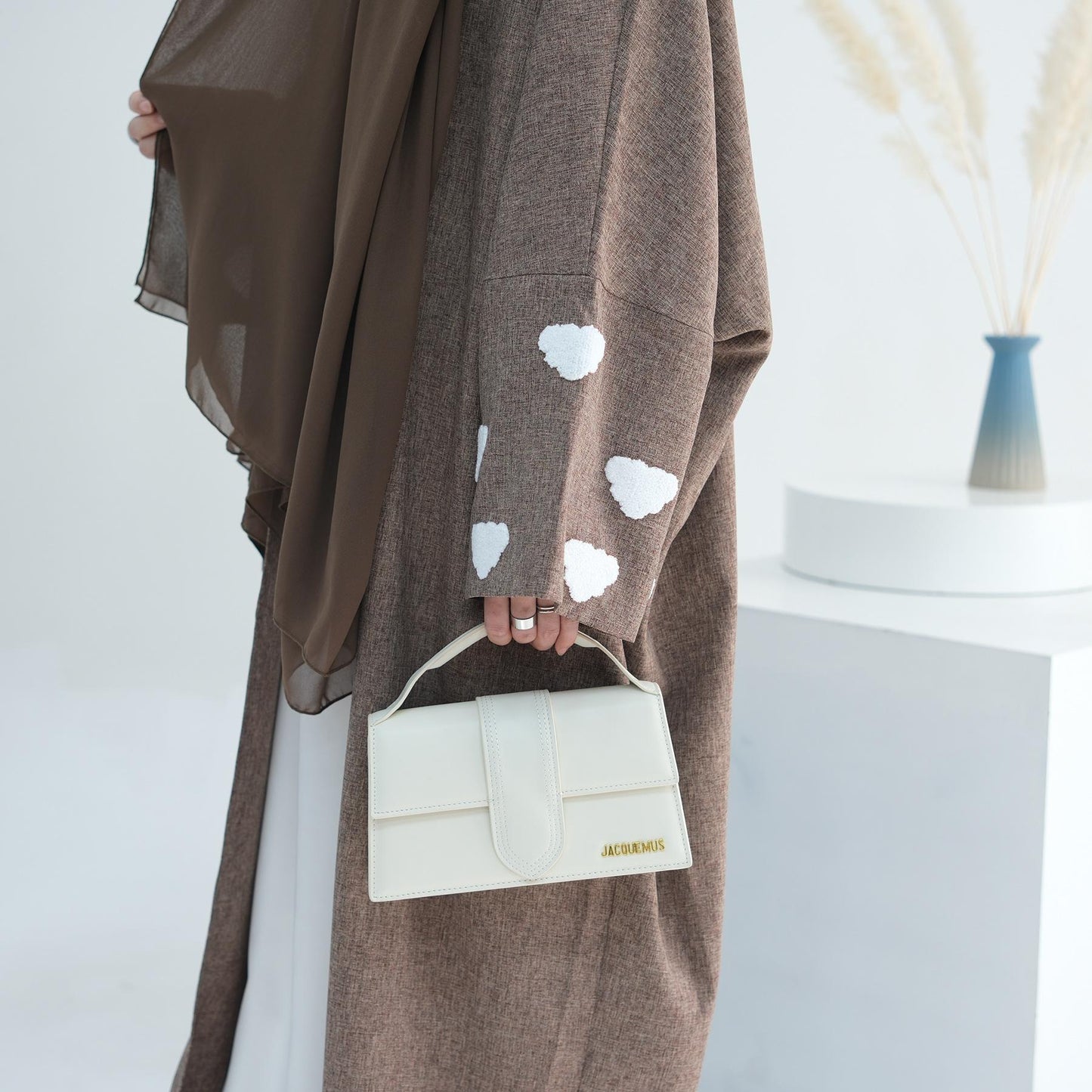 Cloud Embroidered Elegant Cardigan Robe