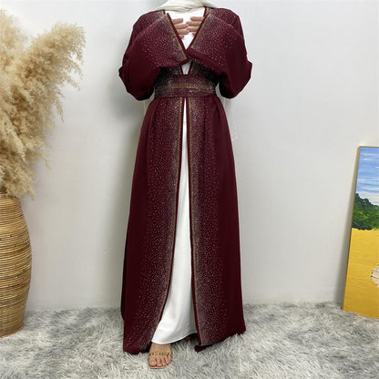 Hot Diamond Lace Up Cardigan with Pocket Dress