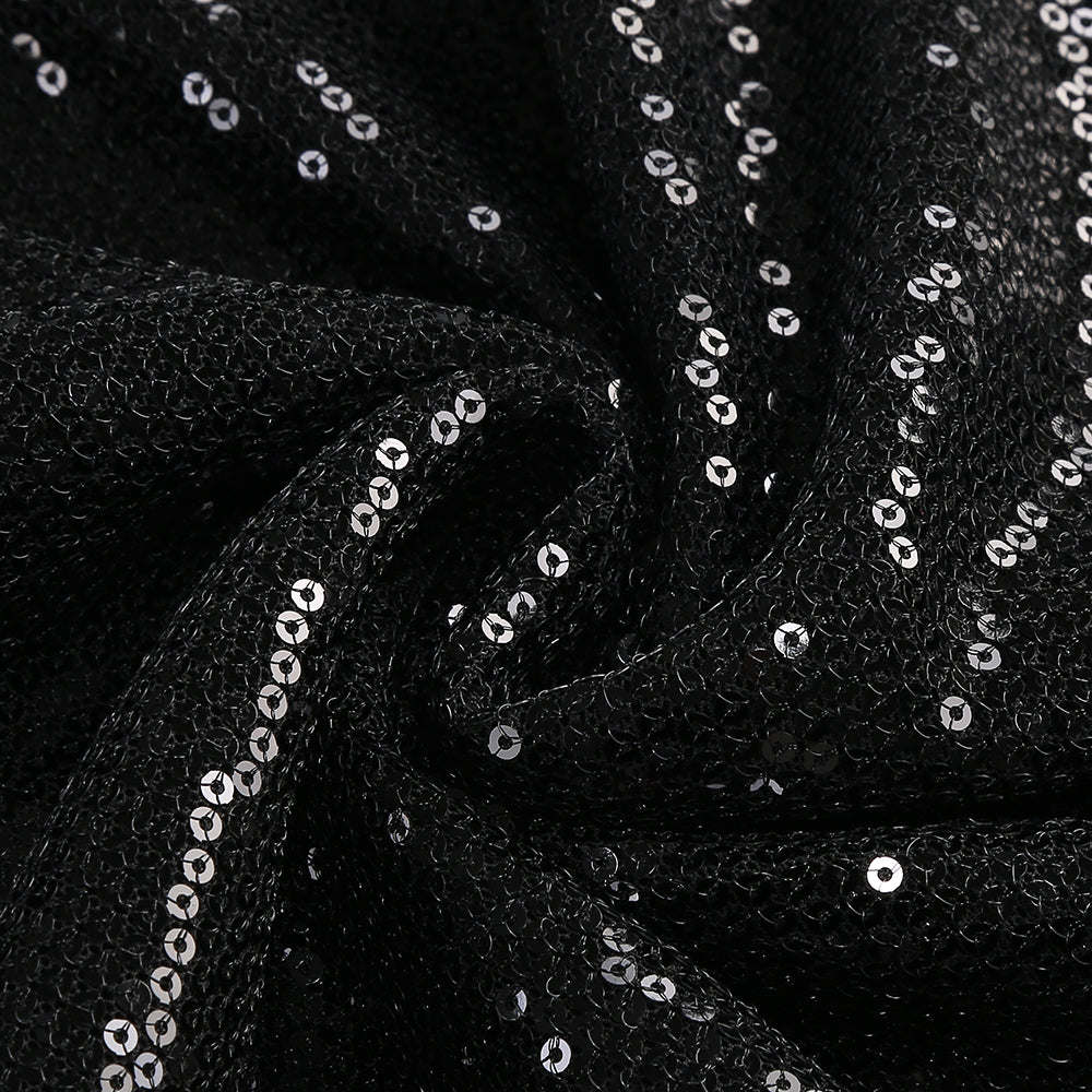 abito lungo da ballo con paillettes e spalle scoperte Vivien in nero