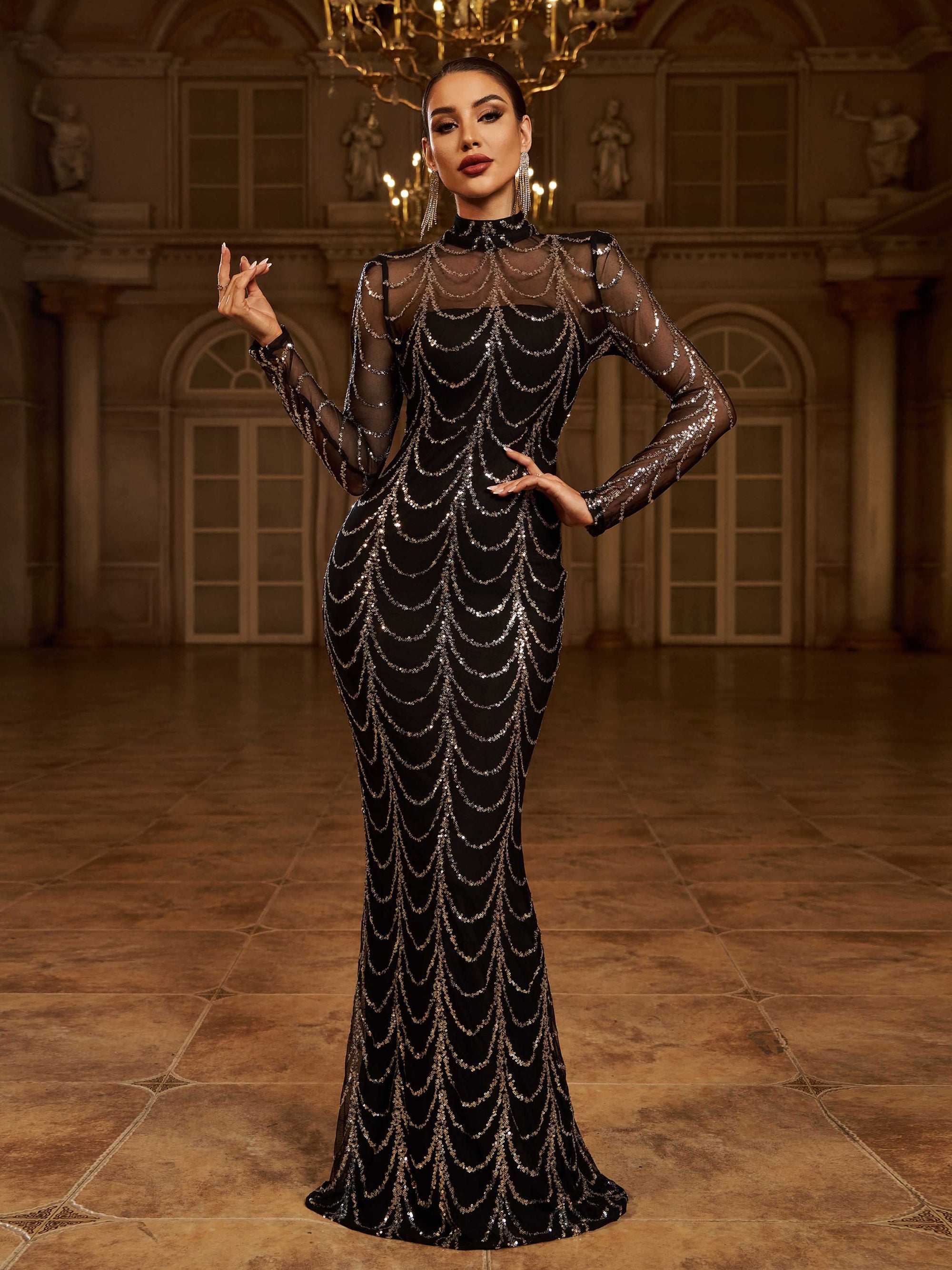 See-through Ripple Cocktail Dress