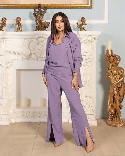 3pcs Set Long Sleeved Shirt Vest and Pants
