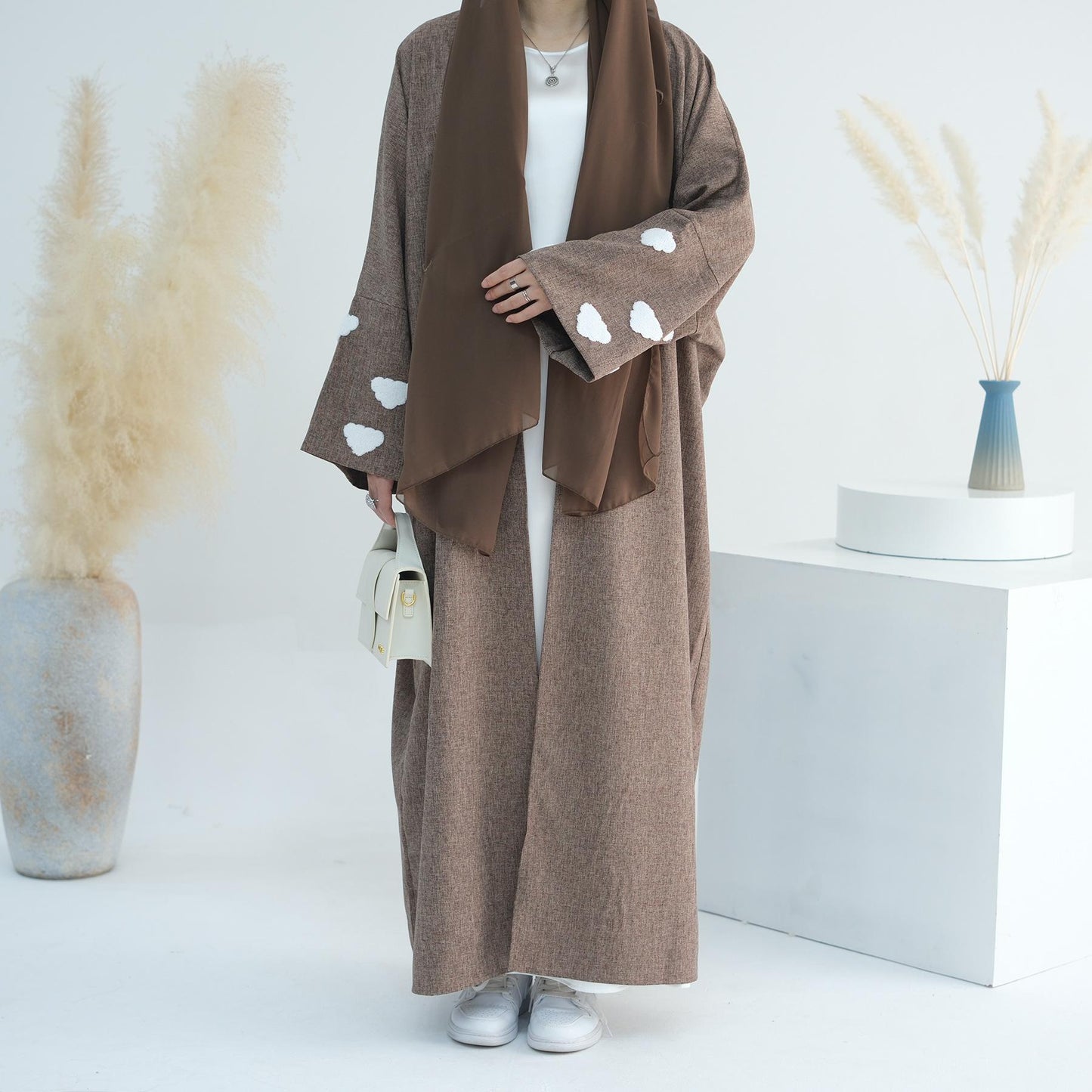 Cloud Embroidered Elegant Cardigan Robe