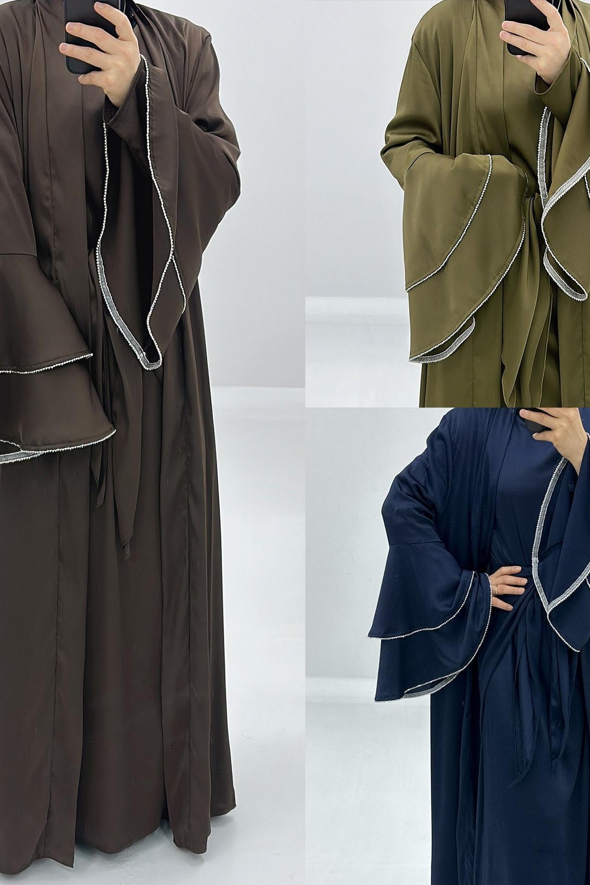 Set 3 pezzi Cardigan in raso + abito interno + cintura speciale