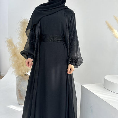 3 Pcs Set Cardigan+Inner Dress+Hijab