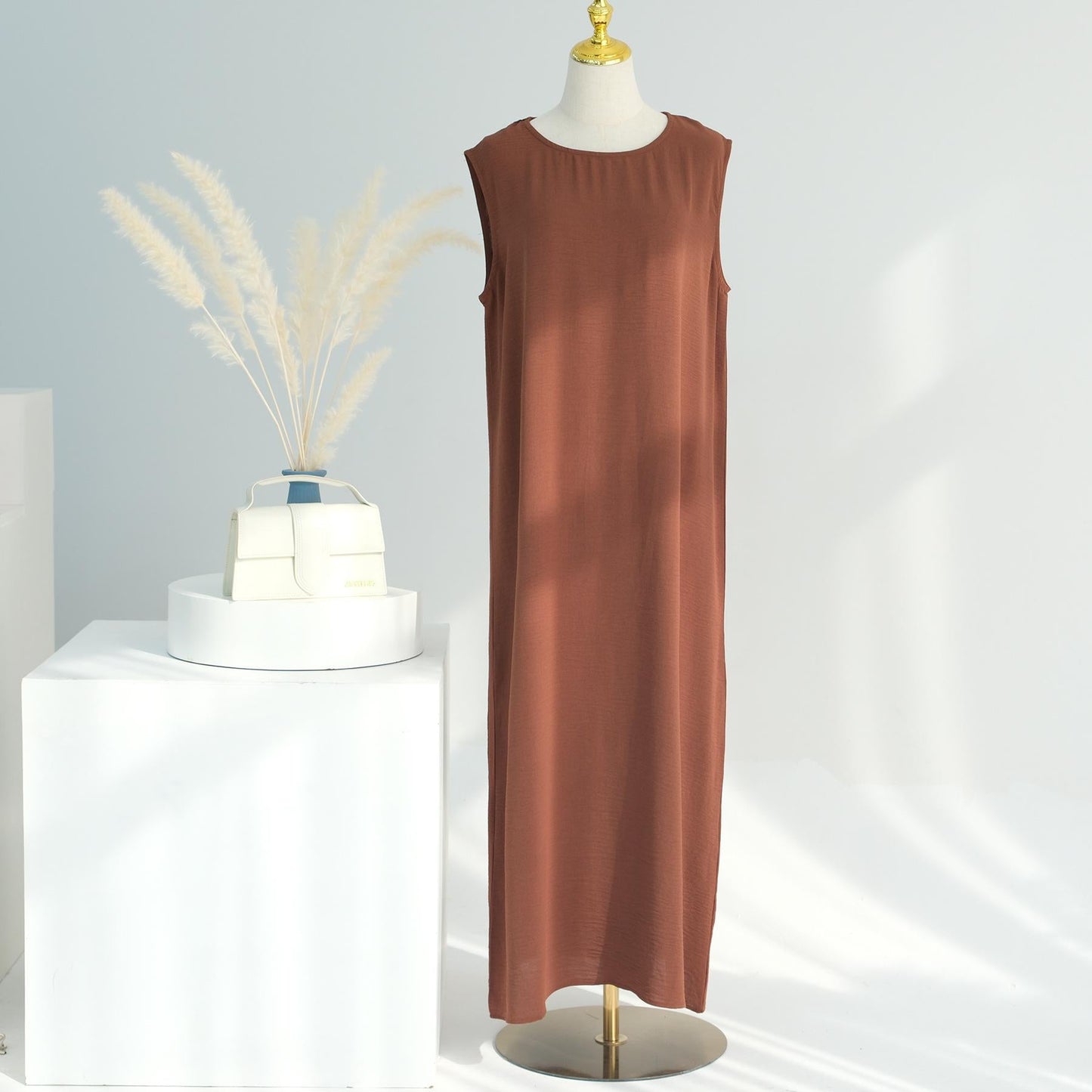 Cardigan 3 pezzi + abito interno senza maniche + hijab