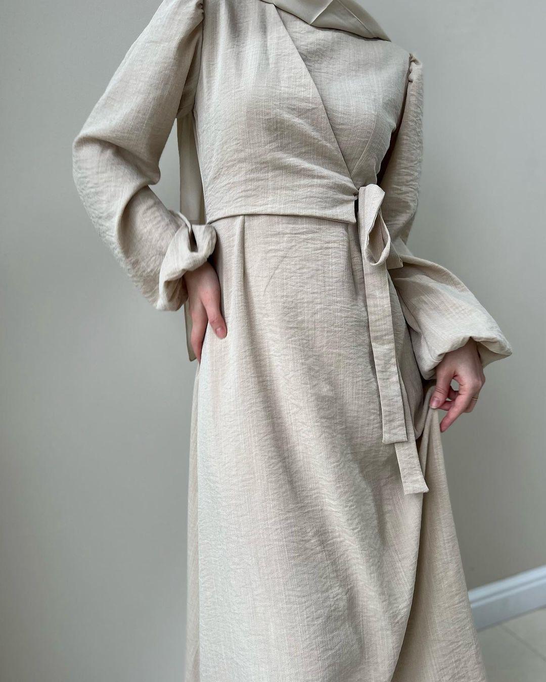 Temperament Long Sleeve Fake Two-piece Lace-up Dress Long Skirt