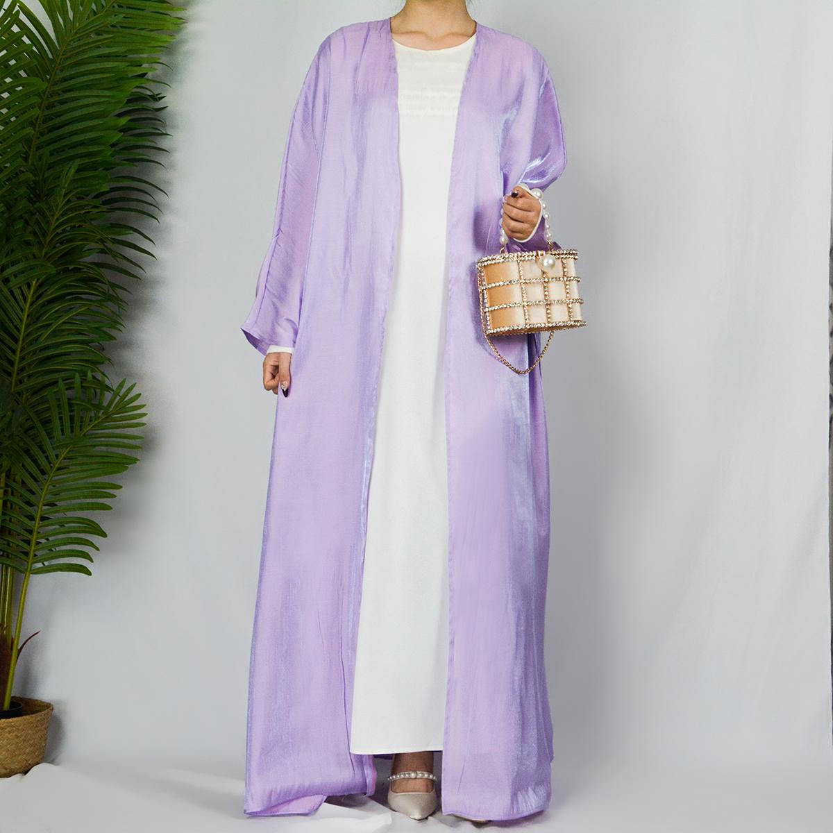 Muslim Fashion Shiny Silk Bat Sleeves Robe
