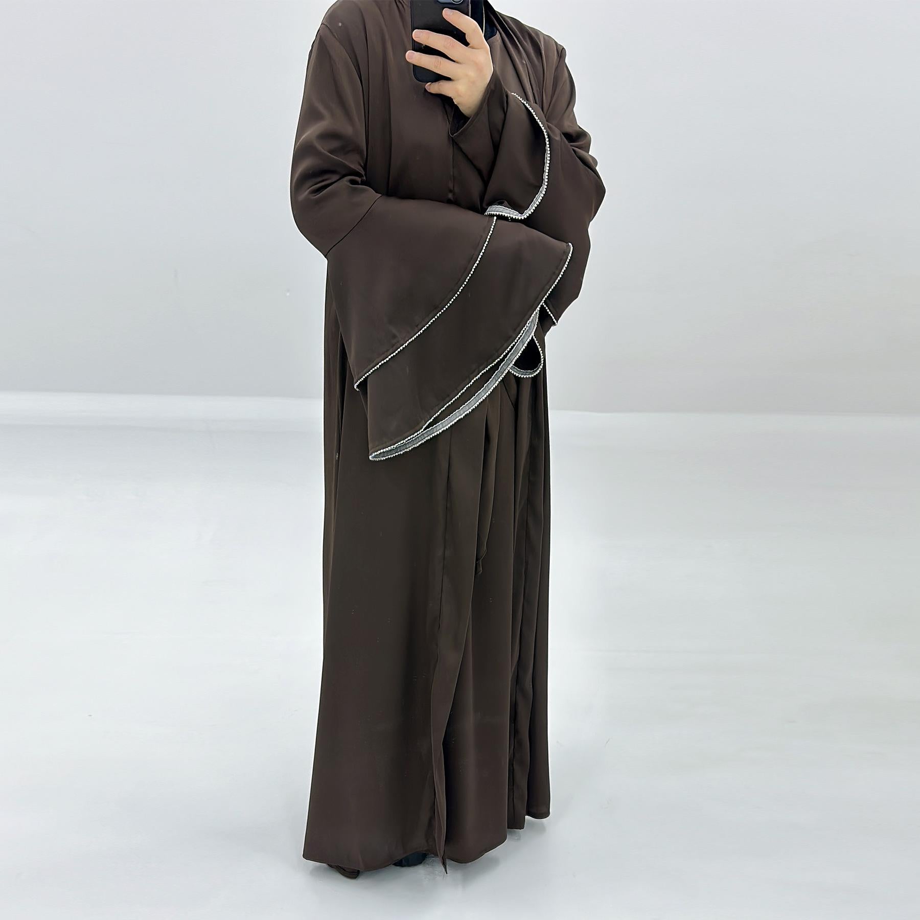 3pcs Set Satin Cardigan+Inner Dress+Special Belt