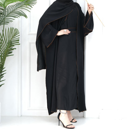 3pcs Set Cardigan+without Sleeves Inner Dress+Hijab