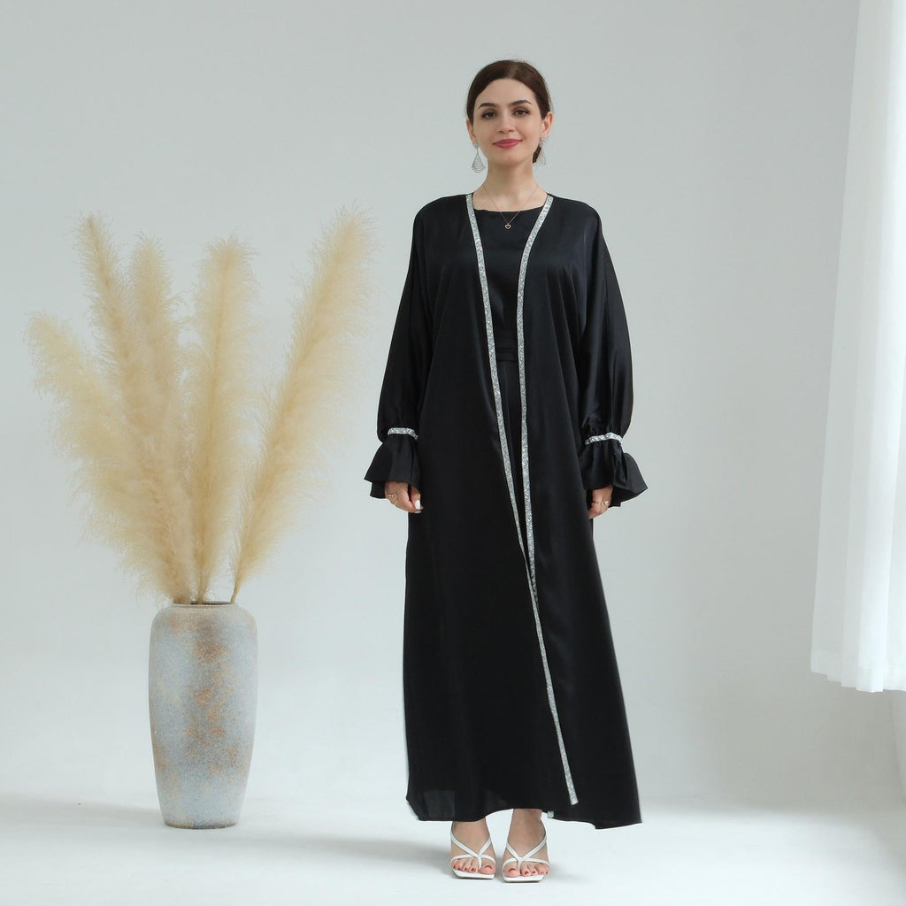 Beaded Trumpet Sleeve Robe and Sleeveless Skirt with Inside Two-piece Suit