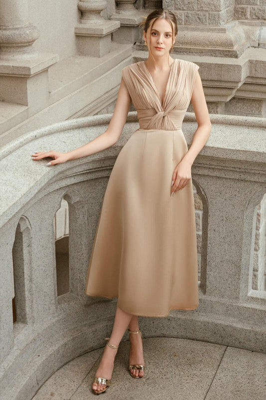 フォクシーなAラインツイストナクレタフタミディドレス