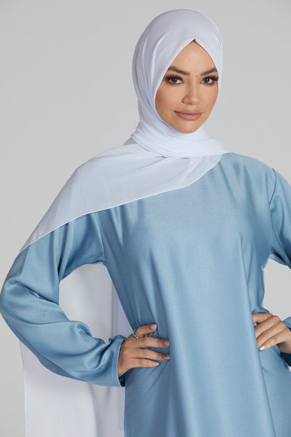 Luxury Georgette Chiffon Hijab -  Pure White