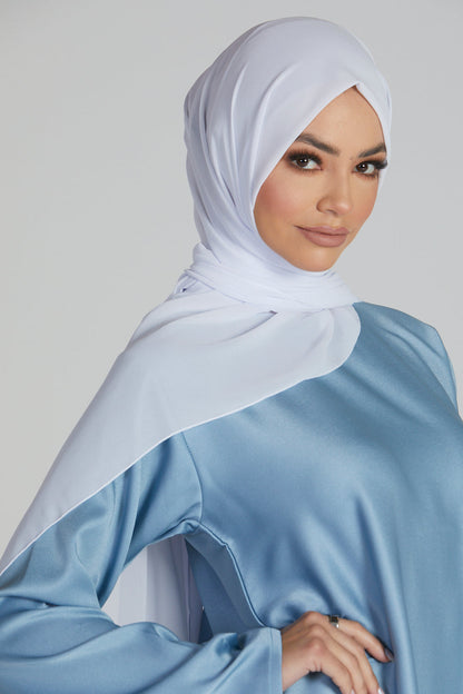 Luxury Georgette Chiffon Hijab -  Pure White