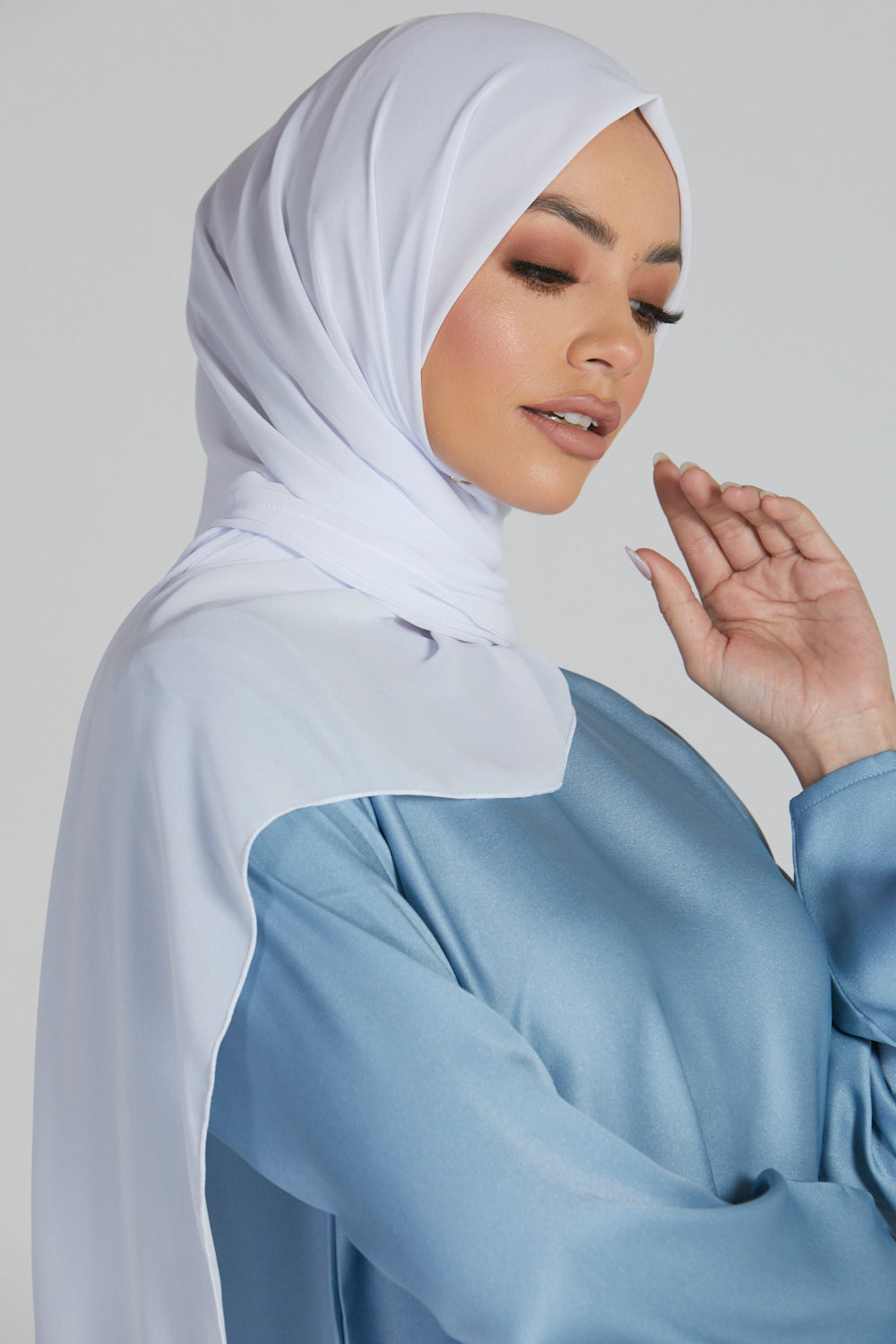Luxury Georgette Chiffon Hijab -  Pure White