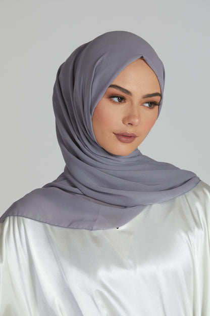 Luxury Georgette Hijab - Charcoal Grey
