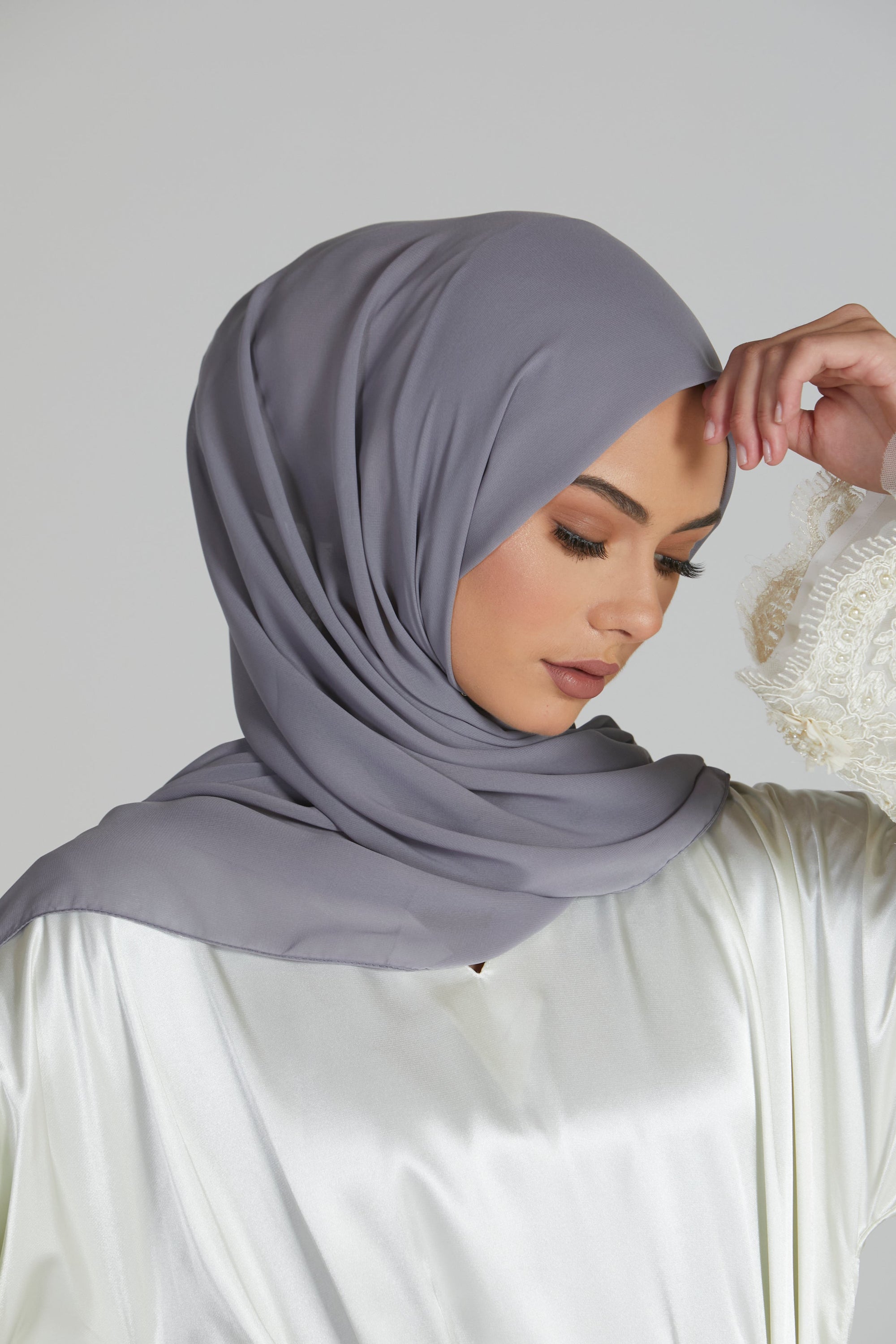Luxury Georgette Hijab - Charcoal Grey