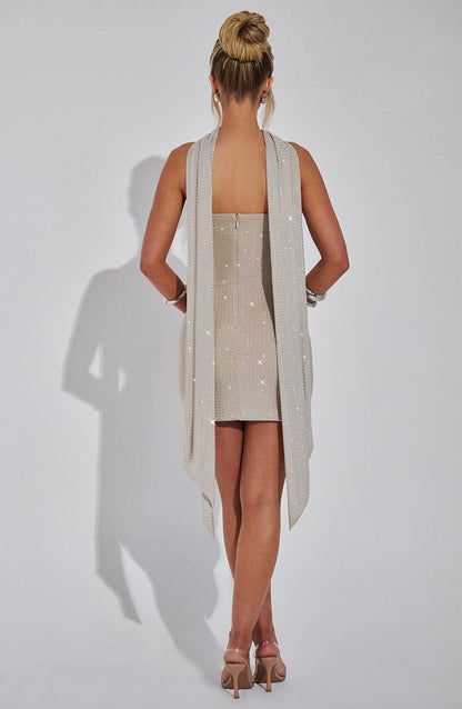 sheila Scarf - Silver/Nude