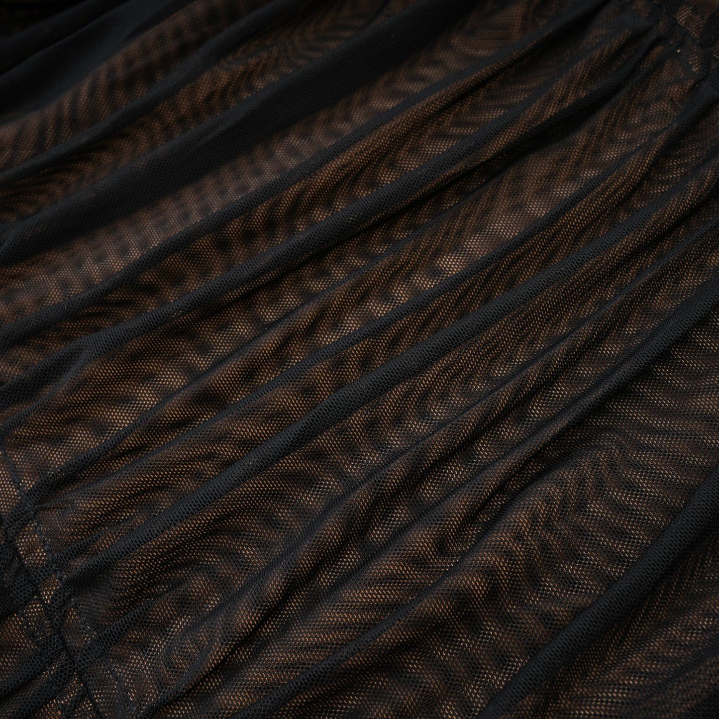 Gwenonwy black ruched mesh top & skirt matching set