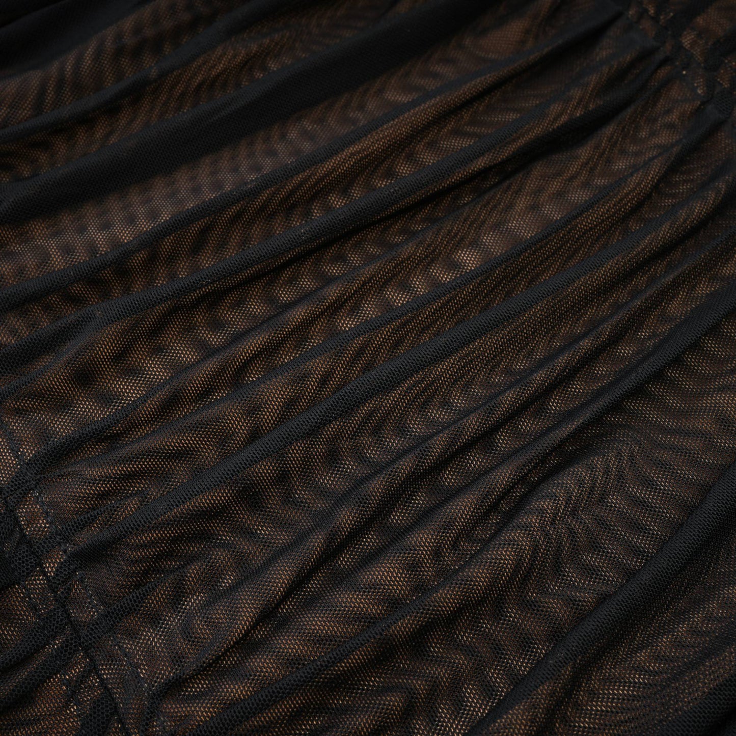 Gwenonwy black ruched mesh top & skirt matching set