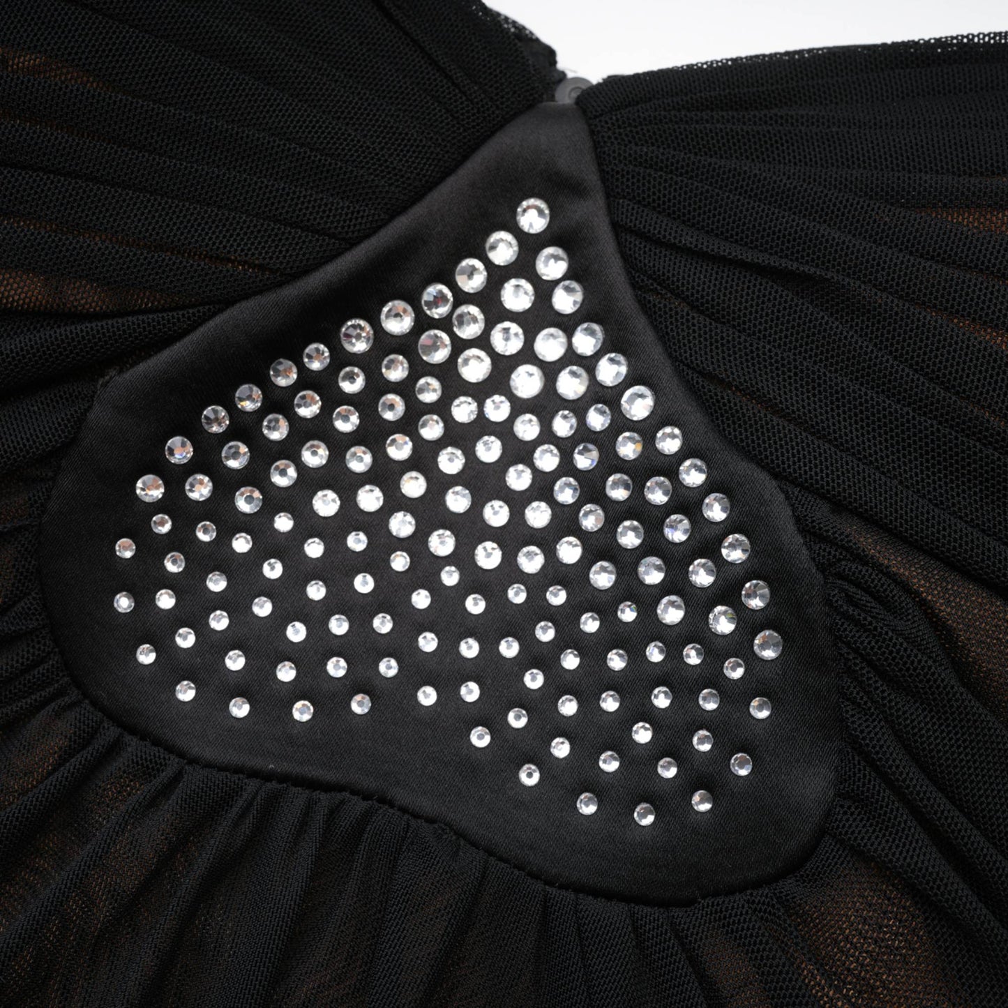 Gwenonwy black ruched mesh top & skirt matching set