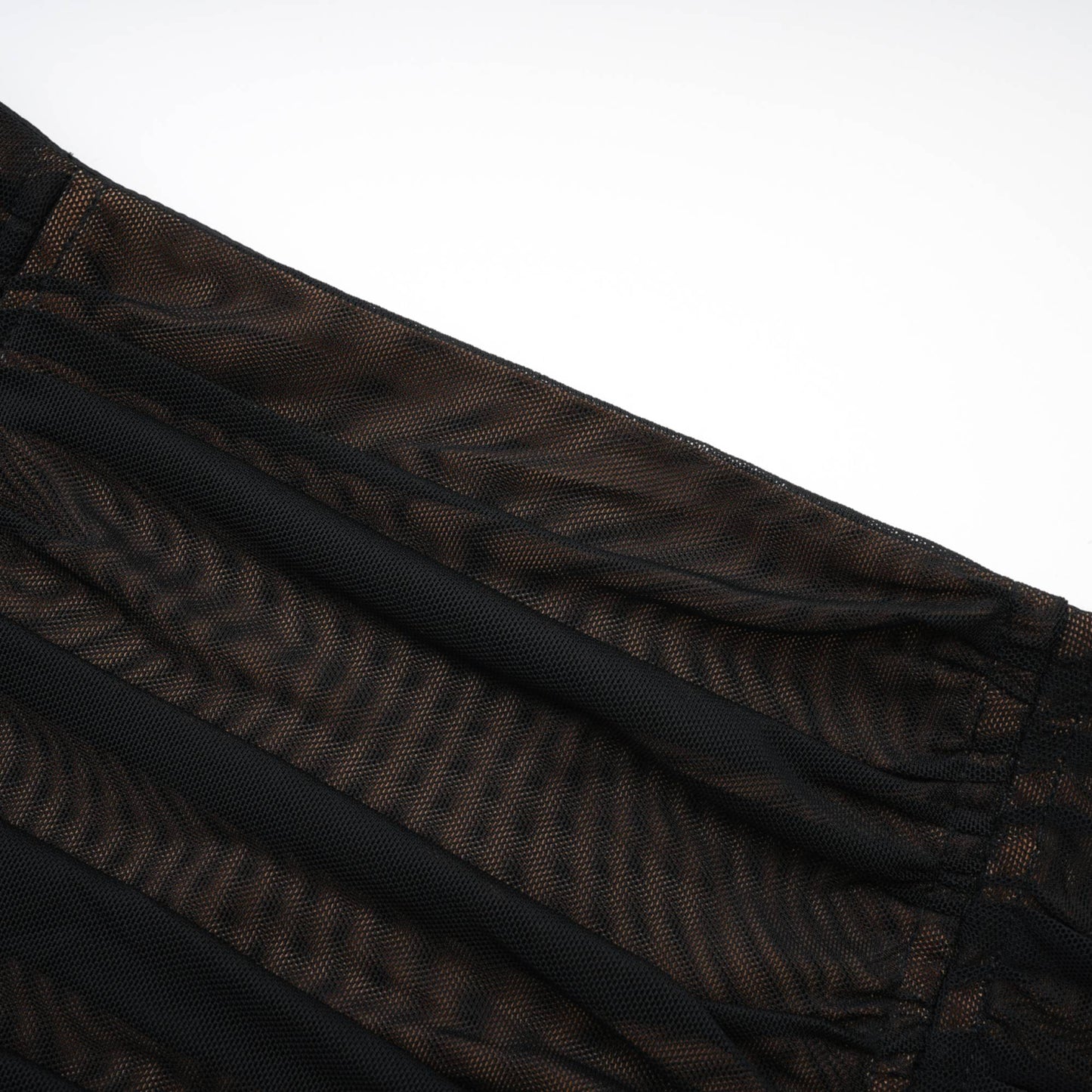 Gwenonwy black ruched mesh top & skirt matching set