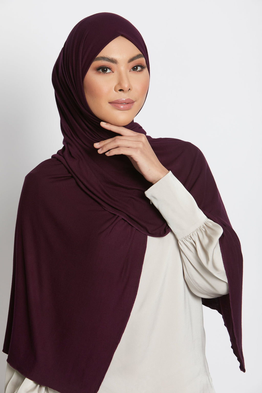 Deep Plum Jersey Hijab