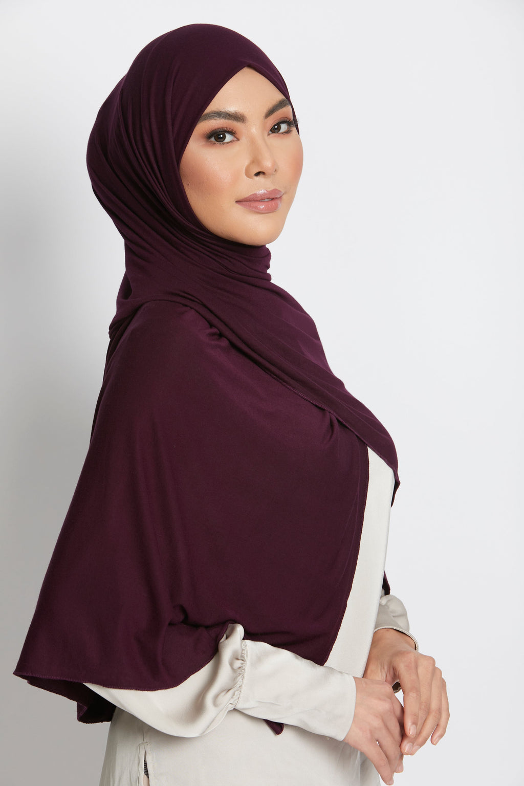 Deep Plum Jersey Hijab