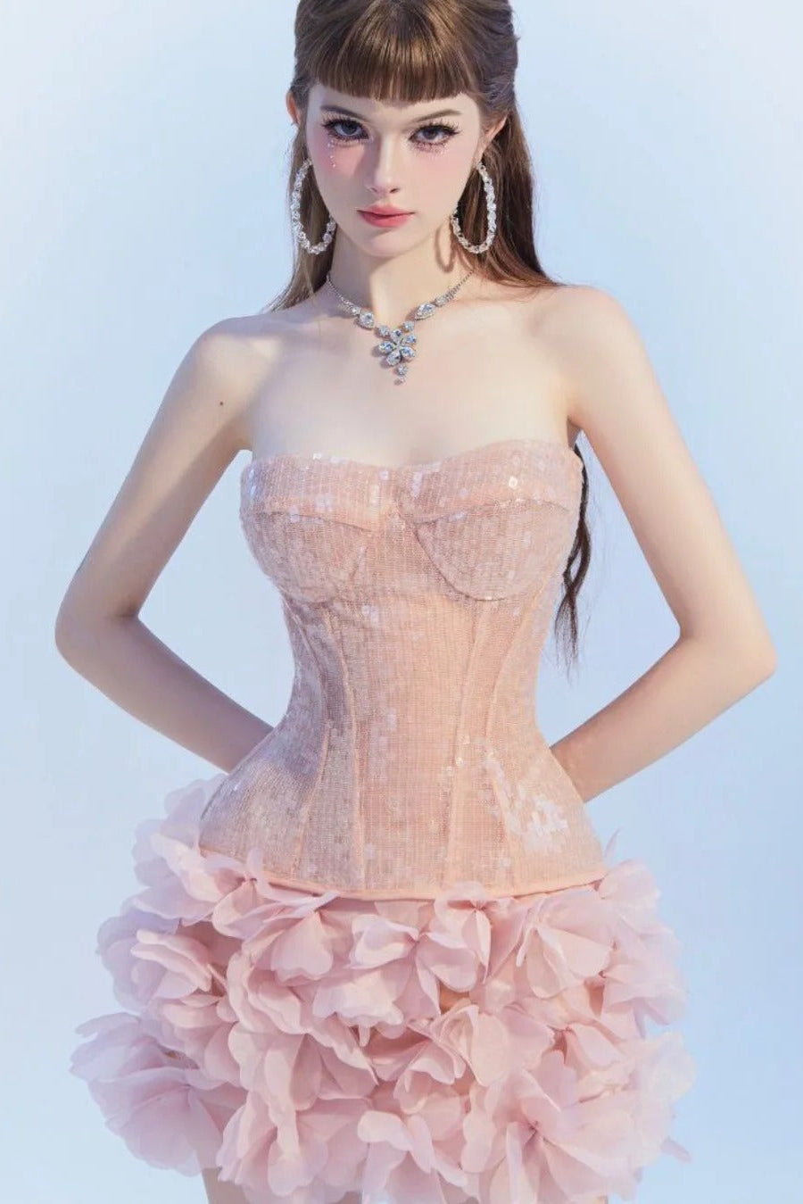 Strapless Corset Mini Dress In Pink