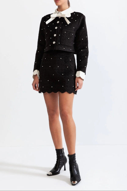 marjorie Velvet jewel co-ord - Black