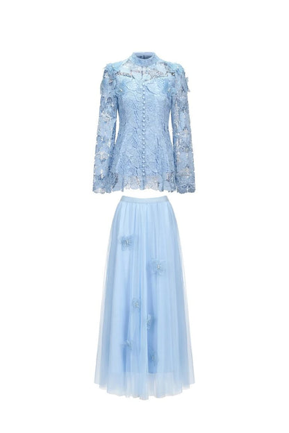Elizabeth Butterfly Embroidered Lace Maxi Dress