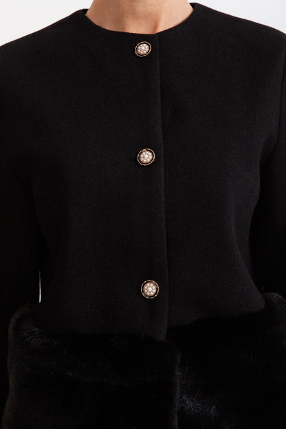maureen Faux fur Co-Ord with jacket and skirt - Black