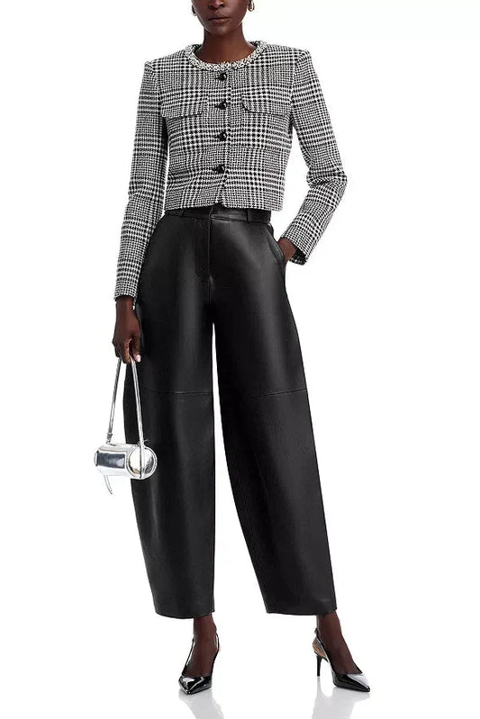 Giacca con finiture in cristallo pied de poule Virginia - Nero/Bianco